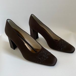 Stuart Weitzman Brown Studded 3.5 Inch Heels US 10